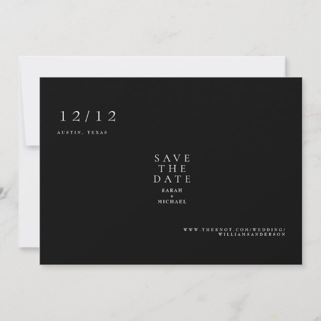 Black Simple Text Only Wedding Save the Date (Front)