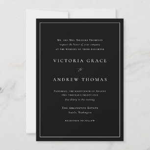 Black Simple Typography Formal Wedding Invitation