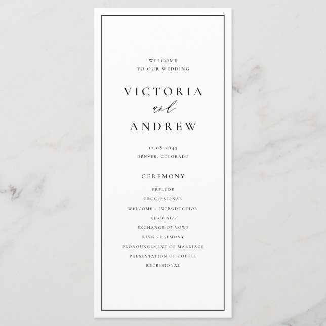 Black Simple Typography Formal Wedding Program (Front)