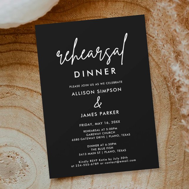 Black Simple Wedding Rehearsal Dinner Invitation (Creator Uploaded)