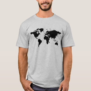 black simple world map T-Shirt