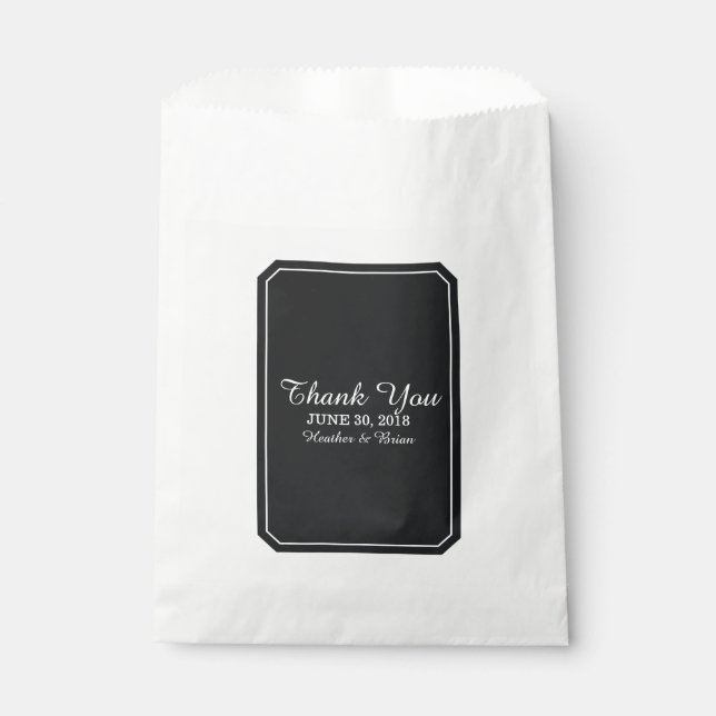 Black Simply Elegant Wedding Favour Bag (Front)