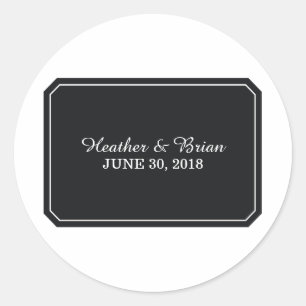 Black Simply Elegant Wedding Stickers