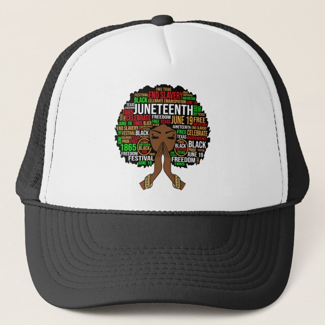 Black Sista Gal Melanin Woman Juneteenth Queen Trucker Hat (Front)