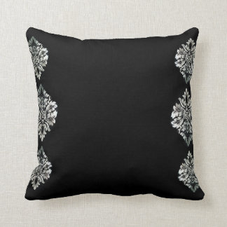 Black Siver Damascus Throw Cushion 41 x 41 cm