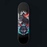 Black Skateboard WITH Wolves Design<br><div class="desc">BLACK SKATEBOARD. MYSTERY AND GOTHIC.</div>