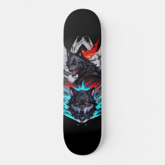 Black Skateboard WITH Wolves Design