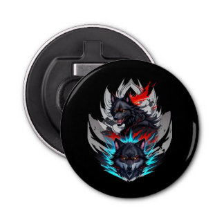 Black Skateboard WITH Wolves Design Bottle Opener