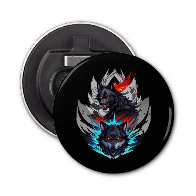 Black Skateboard WITH Wolves Design Bottle Opener (Front)