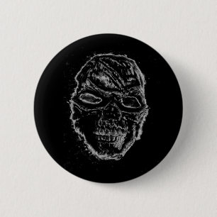 Black skull 6 cm round badge