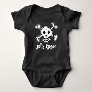 Black skull and crossbones baby clothes bodysuit