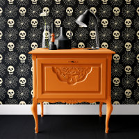 Black Skull and Spider Web Halloween