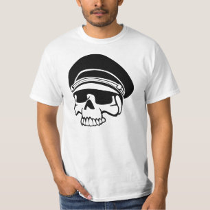 Black Skull Aviator Hat T-Shirt
