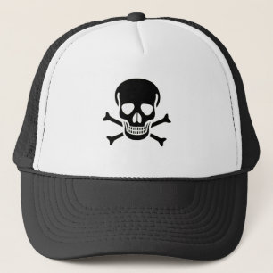 Black Skull black and white foam trucker hat