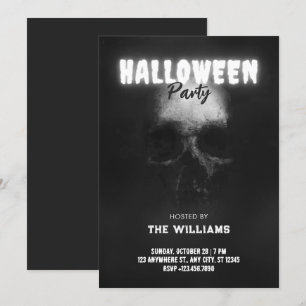 Black Skull bone head halloween Invitation