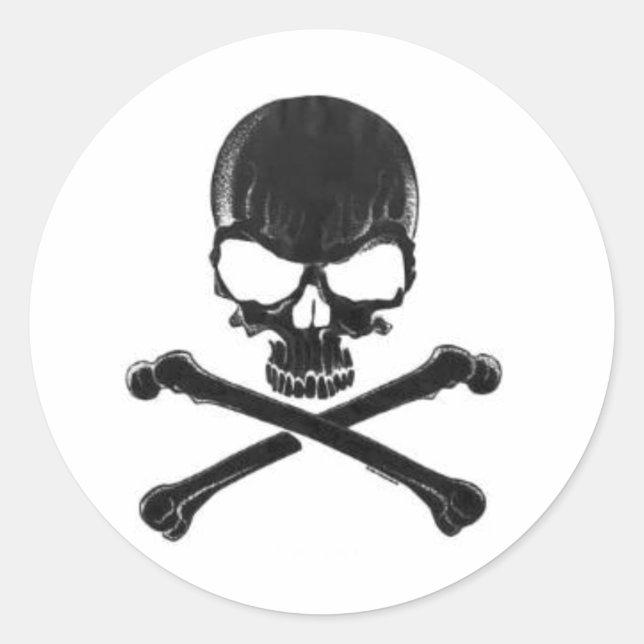 Black Skull/Crossbone Classic Round Sticker (Front)