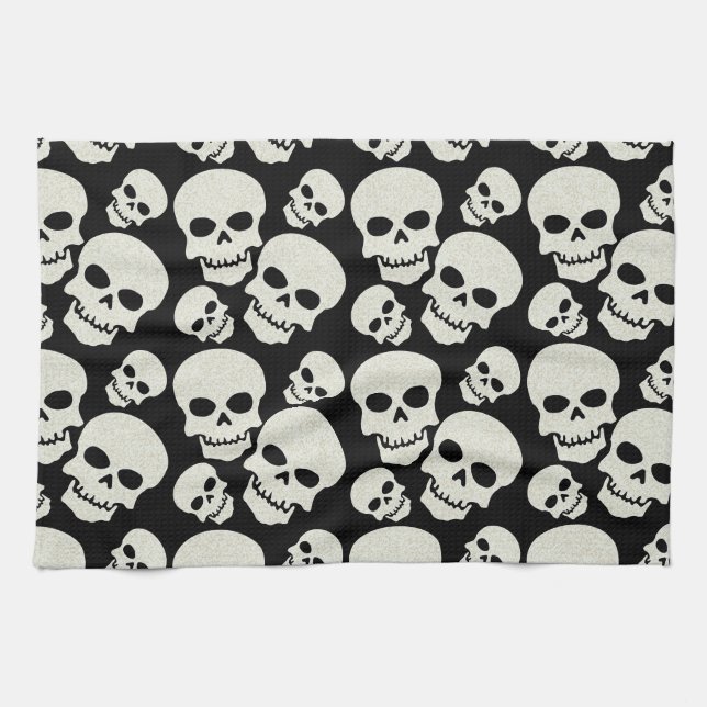 Black Skull Design Tea Towel (Horizontal)