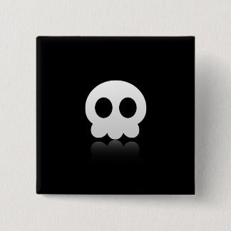 Black Skull Face Square Button