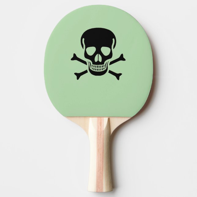 Black Skull green ping pong paddle (Front)