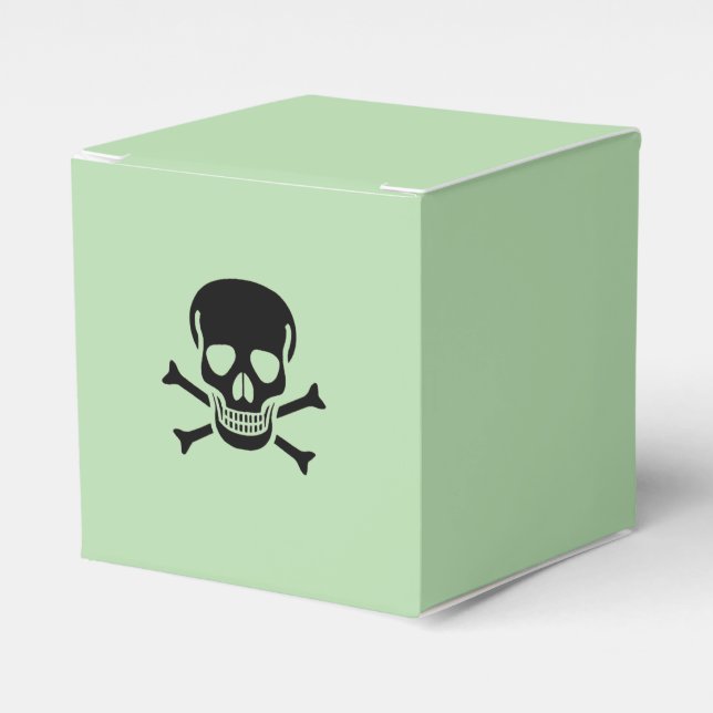 Black Skull green square favour boxes (Front Side)