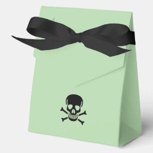 Black Skull green tent favor boxes large