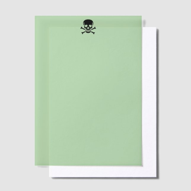 Black Skull green vellum papers Invitations (Offset)