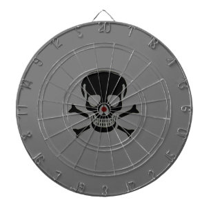 Black Skull grey dartboard
