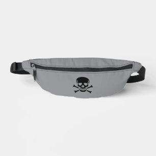 Black Skull grey fanny pack