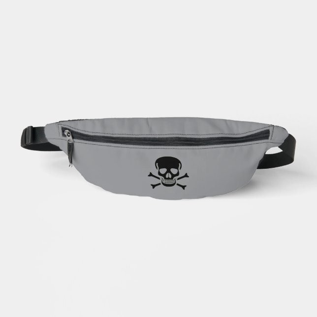 Black Skull grey fanny pack (Front)