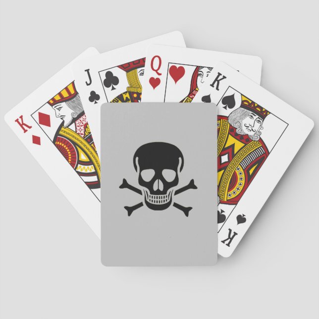Black Skull grey Poker playing cards (Back)