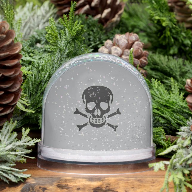 Black Skull grey snow globe (Winter)