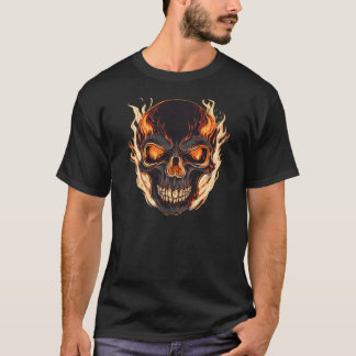 Black Skull of Fire  T-Shirt