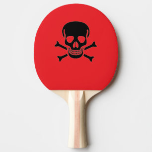 Black Skull red ping pong paddle