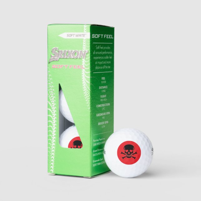 Black Skull red Srixon Soft Feel golf balls 3 pk (Packaging)