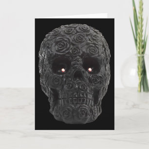 Black Skull Roses Gothic Floral Halloween Costume Card