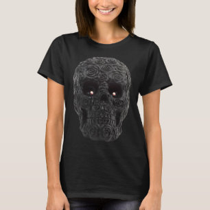 Black Skull Roses Gothic Floral Halloween Costume T-Shirt