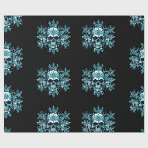 Black skull snowflake Christmas wrapping paper