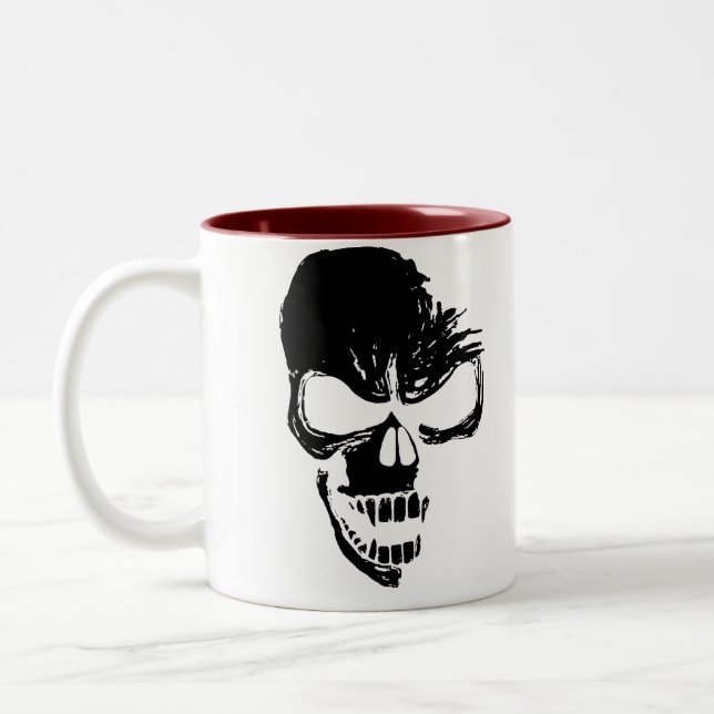 Black Skull Two-Tone Coffee Mug (Left)