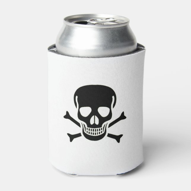 Black Skull white can cooler 2 side (Can Front)