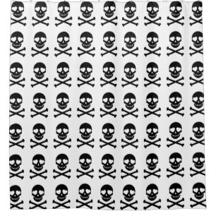 Black Skulls and Crossbones Shower Curtain
