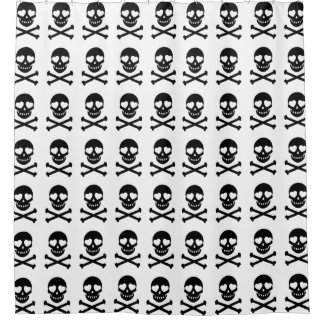Black Skulls and Crossbones Shower Curtain