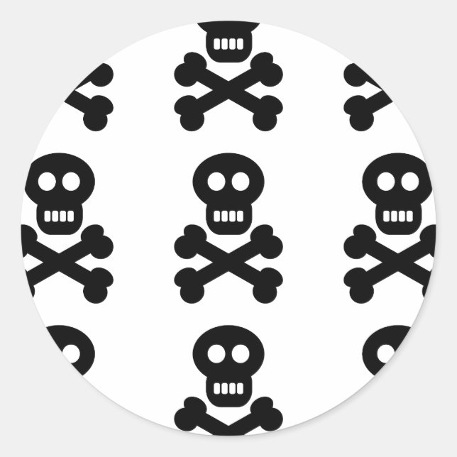 Black Skulls Classic Round Sticker (Front)