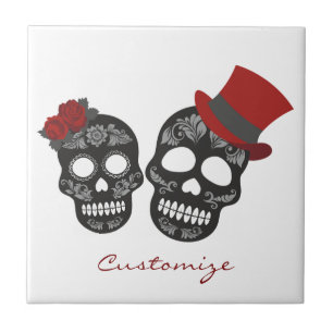Black skulls Duo Thunder_Cove Ceramic Tile
