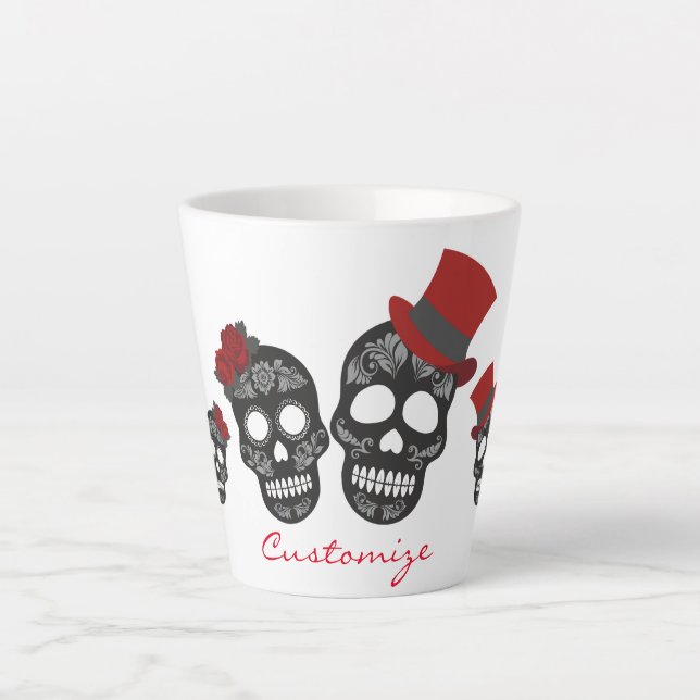Black skulls Duo Thunder_Cove Latte Mug (Front)