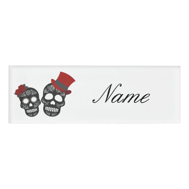 Black skulls Duo Thunder_Cove Name Tag (Front)