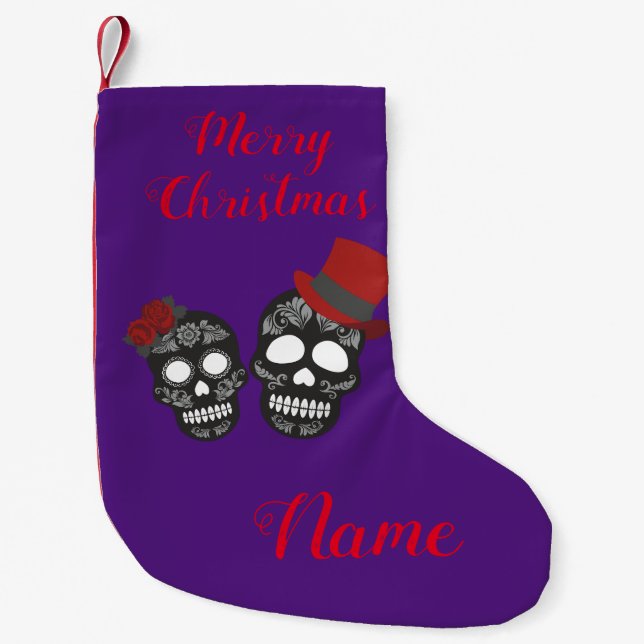 Black skulls Duo Thunder_Cove Small Christmas Stocking (Front)