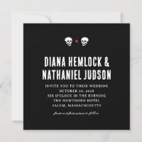 Black Skulls Goth Wedding Invitation