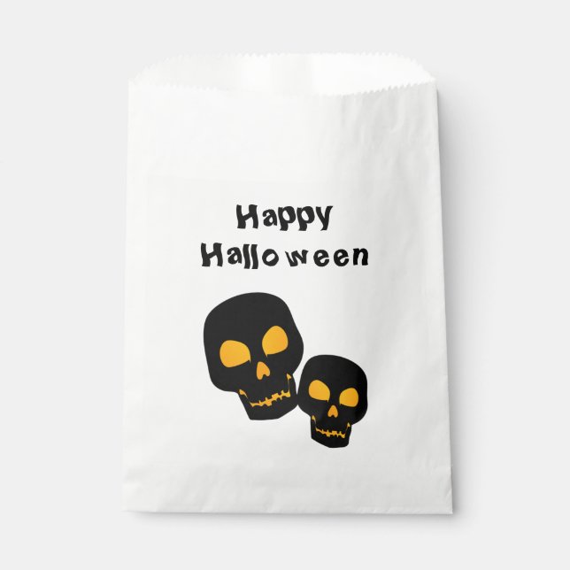 Black Skulls Halloween Favour Bag (Front)