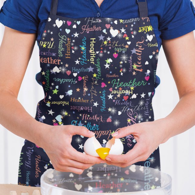 Black Sky Full of Hearts and Stars Colourful Moder Apron (super cute)