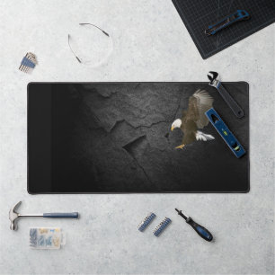 Black Slate Rock With Bald Eagle Desk Mat